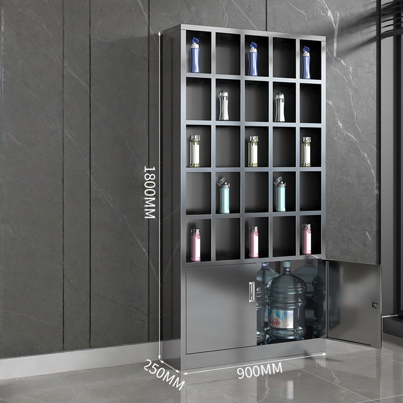 25-grid stainless steel water cup cabinet