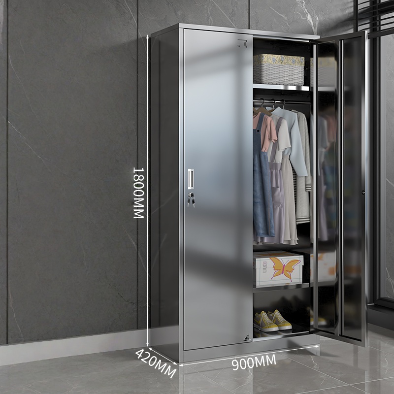 Double-door stainless steel wardrobe cabinet