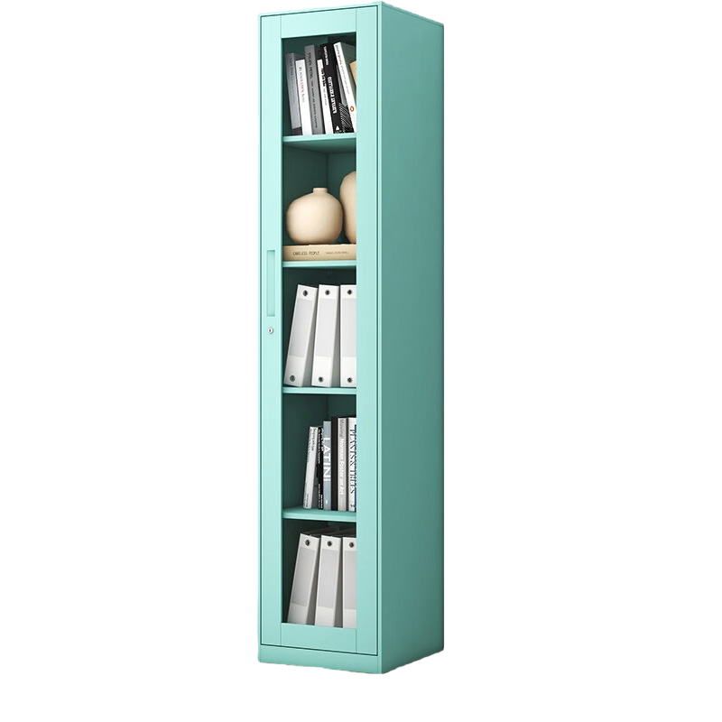 40 wide green single door glass bookshelf