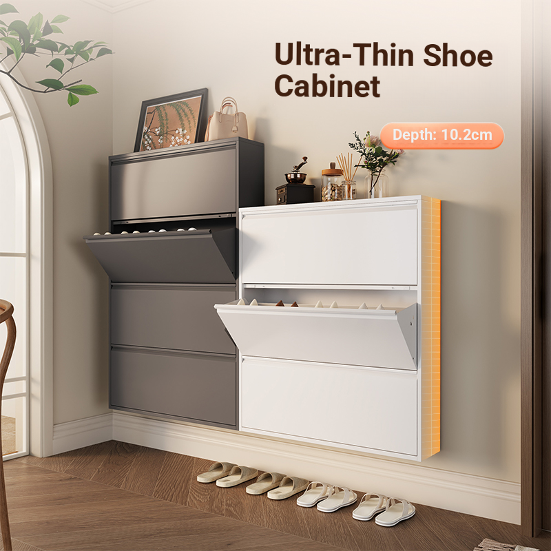 Steel three bucket shoe cabinet